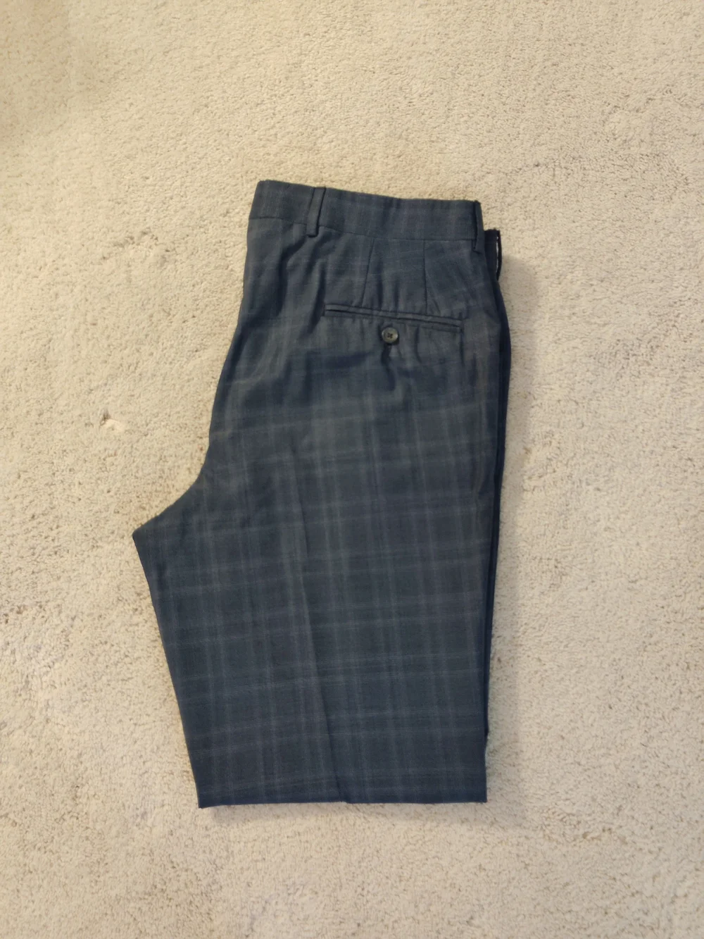 Men's Blue Plaid Dress Pants